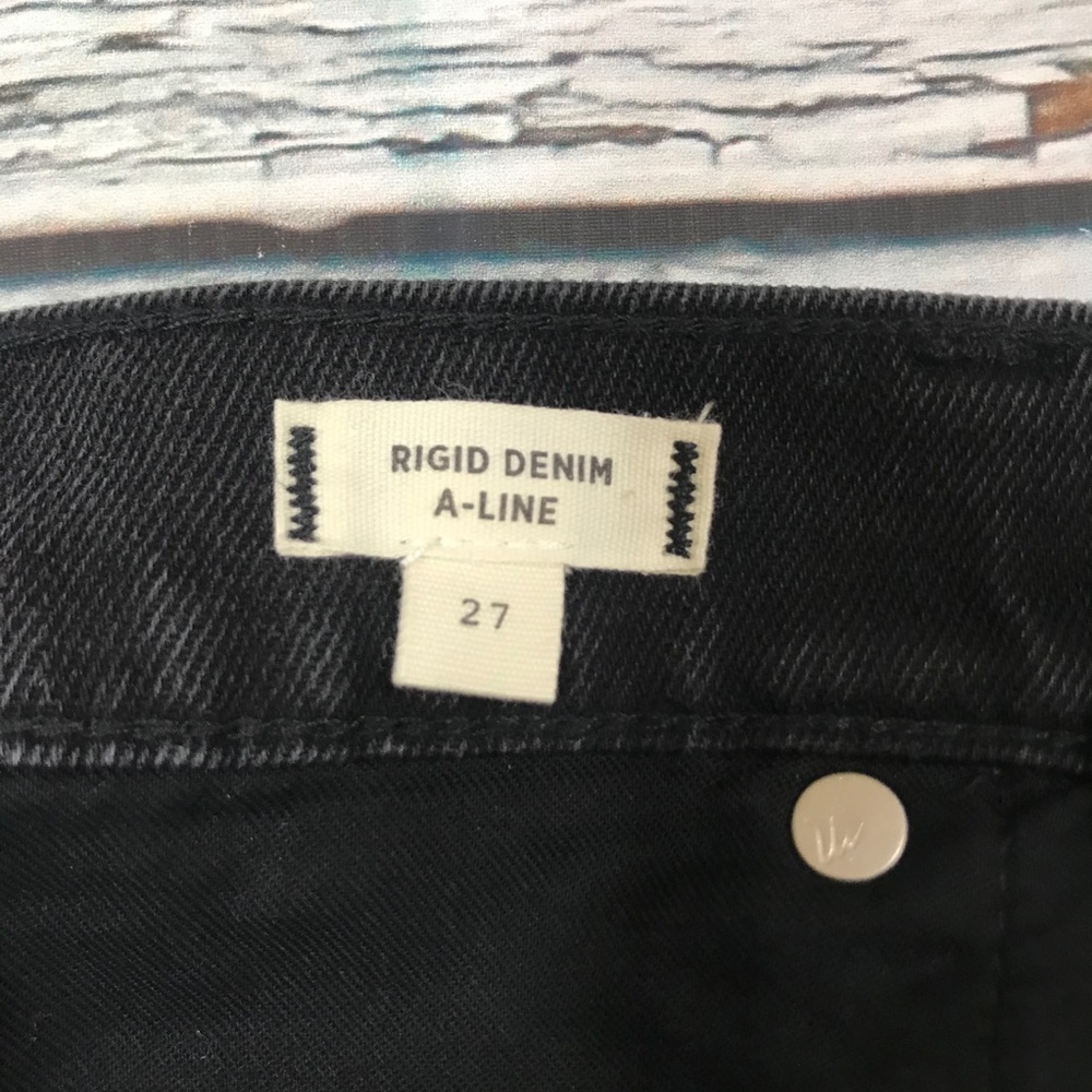 ⚡️SOLD⚡️Madewell Denim Mini Skirt Black Jean Cutoff Distressed Hem Women’s - Picture 9 of 16